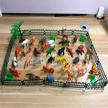 53pcs/set Mini Animal World Zoo Figura Model de Acțiune Set de Jucării de Desene animate de Simulare Animal Minunat Plastice de Colectare de Jucării Pentru Copii