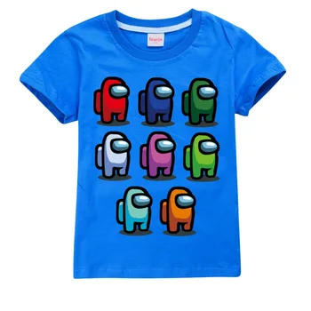 Printre noi T-shirt pentru Copii Moda de Vara Baieti Bumbac Maneca Scurta Fete Haine de Desene animate de Imprimare Tricou O-gât Topuri