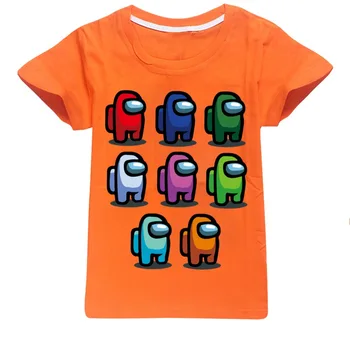 Printre noi T-shirt pentru Copii Moda de Vara Baieti Bumbac Maneca Scurta Fete Haine de Desene animate de Imprimare Tricou O-gât Topuri