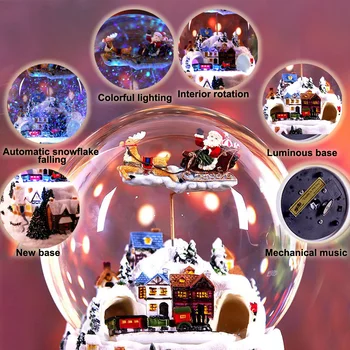 Rasina De Cristal Music Box Roti Lumina Glob De Zăpadă De Sticlă Lumini Cadou De Crăciun Cu Muzică Moș Crăciun Artizanat Desktop Decor