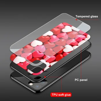 Desene animate Inima de Dragoste Caz Clar de Telefon Pentru iPhone 12 11 Pro XS MAX SE 2020 XR X 7 8 6Plus Spate Capac Sticla Coque Fundas