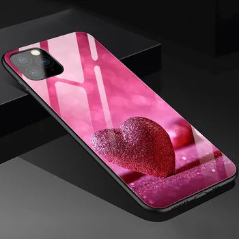Desene animate Inima de Dragoste Caz Clar de Telefon Pentru iPhone 12 11 Pro XS MAX SE 2020 XR X 7 8 6Plus Spate Capac Sticla Coque Fundas