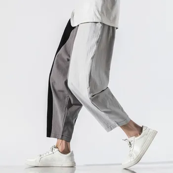 Streetwear de Înaltă Calitate, Lenjerie din Bumbac pentru Bărbați Jogging Pantaloni de Mari Dimensiuni de Moda pentru Bărbați Harem Pantaloni Talie Elastic Vițel-Lungime Pantaloni