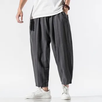 Streetwear de Înaltă Calitate, Lenjerie din Bumbac pentru Bărbați Jogging Pantaloni de Mari Dimensiuni de Moda pentru Bărbați Harem Pantaloni Talie Elastic Vițel-Lungime Pantaloni