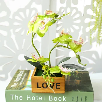 Lemn Artificială în Ghiveci, Fluture Orhidee Floare Bonsai pentru Gradina Acasă Decorare Birou de Partid Hotel Ornament Fals Plante Flori