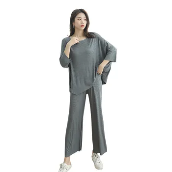 2020 Nou Plus Dimensiune Uzura Acasă Pijamale Femei pe Gât Rotund Primavara-Vara Haine de Acasă Costum Nouă Puncte Pantaloni Roz Pijama Femei