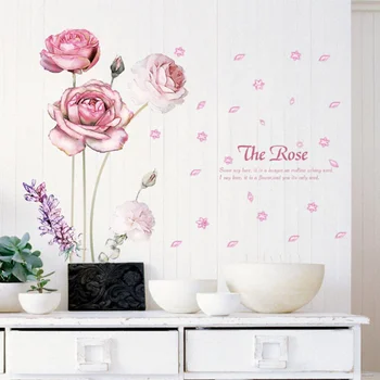 10 Stiluri Diferite De Flori Autocolante de Perete Colorat Trandafir Crin Decor Acasă pentru Canapea, TELEVIZOR Artă Murală DIY Vinil Decalcomanii de Perete