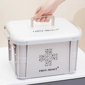 2Layer Mare Trusa de Prim Ajutor Box Cutie de Medicina Recipient de Plastic de Urgență Kit Portabil Capacitate Medicale Cutie de Depozitare