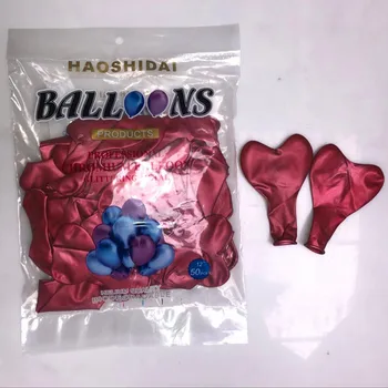 50pcs 12 Inch Forma de Inima Chrome Metalice, Baloane cu Heliu Latex, Baloane pentru Petrecerea de Nunta cabină de Duș de Mireasă Ziua Decor