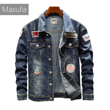Maxulla denim jachete barbati original Primăvară jean jachete mozaic streetwear elegant Hip Hop denim sacou barbati street wear Mla026