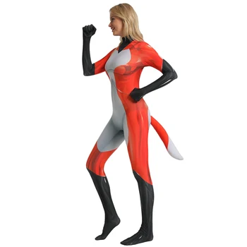 Rena Rouge Cat Noir Cosplay Costum cu Coada de Imprimare 3D Spandex Petrecere de Halloween Zentai Costum Body