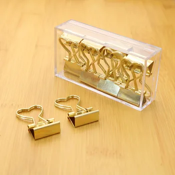 12pcs Moda Aur a Crescut de Culoare de Aur Binder Clip Gol în Formă de Inimă de Metal Liant Clipuri Fotografii Bilete Note Scrisoare de Hârtie Clip