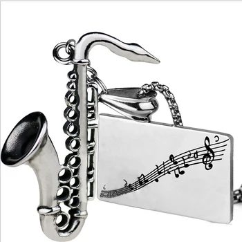Oțel inoxidabil Barbati Colier Rockeri Trupa de Jazz Saxofon Los Collares Lungime Lant 60 cm Colier Pandantiv Bijuterii