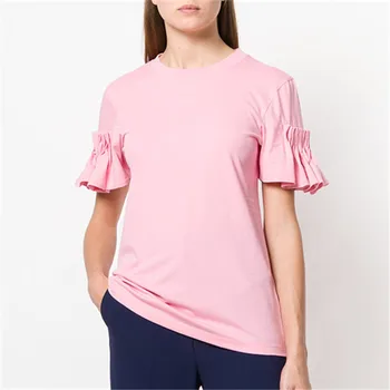 Femei Vara Alb Subțire de Bumbac Cutat T-Shirt Doamnelor Moda Dulce de Culoare Solidă Plus Dimensiune Tricouri Femei Brand Topuri Casual ZM375