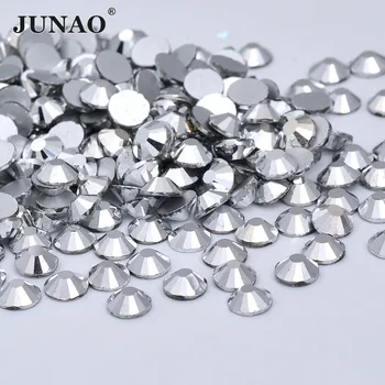 JUNAO SS 6 8 10 12 16 20 Argint Flatback Sticlă, Stras Unghii Cristal Strass Non Pietre de Cusut Pentru a Face Bijuterii Meserii