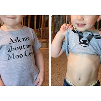 Amuzant pentru Copii Haine Baieti T shirt Întreabă-mă despre Moo Vacă Scrisoare de Vară pentru Copii Topuri cu Mâneci Scurte T-shirt Haine pentru Copii tricou
