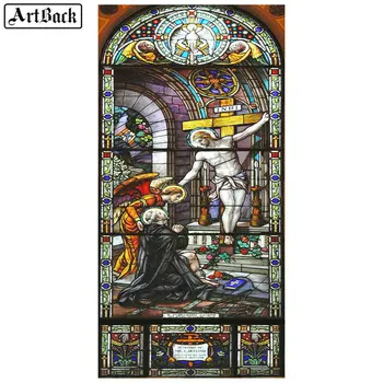 5d diy diamant pictura Isus religioase imagine completă pătrat pictura vitralii 60x120cm decorative 3d mozaic băț rotund