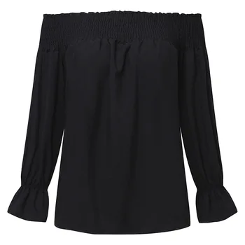 Femeile Slash Gât Bluza Casual Liber De Pe Umăr Maneca Lunga Topuri Femei Strapless Înapoi Bowknot Tricouri