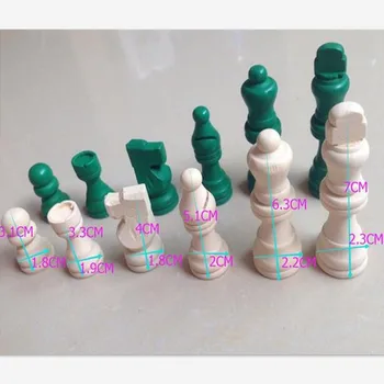 32Pcs/set Noi de Lemn Piesă de Șah Adevărată tablă de Șah din Lemn De 2,5 Cm de Apă Vopsea Verde + Original Culoare
