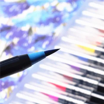 20 De Culori Acuarela Perie Moale Stilouri-Marker De Apă Perie Moale, Flexibil Sfat Manga Benzi Desenate Caligrafie Arta Markeri Pen Markeri