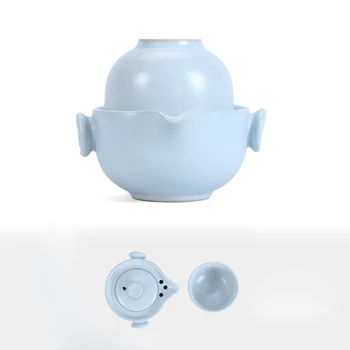 Ceramica de călătorie portabil setul de Ceai Include 1 Ghiveci 1 Cupa, rapid de pasageri cupa gaiwan,Frumos și ușor ceainic ceainic,kung fu teaset