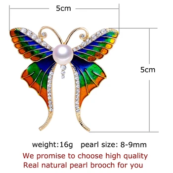 ZHBORUINI 2019 Naturale Perla Brosa Email Fluture Pearl Breastpin de apă Dulce Pearl Bijuterii Pentru Femei, Accesorii de Craciun