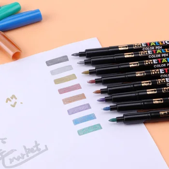 8 Culori/Set Vopsea Metalizata Marker rezistent la apa Permanent Meșteșuguri Stilou Pentru Desen Arta Scris DIY Scrapbooking Papetărie