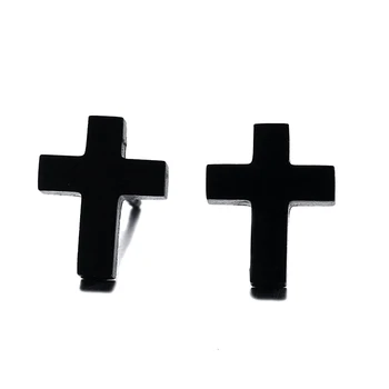 2 buc Negru din Oțel Inoxidabil Cruce Post Cercei Simplu, Minimalist Modern, de zi cu Zi Stud Cercei pentru Barbati Femei Unisex Bijuterii