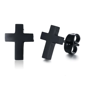 2 buc Negru din Oțel Inoxidabil Cruce Post Cercei Simplu, Minimalist Modern, de zi cu Zi Stud Cercei pentru Barbati Femei Unisex Bijuterii