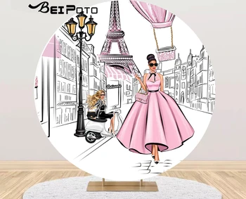 Cercul rotund de fundal de Moda pariziene fata Fundalul roz balon Petrecere de ziua de masă/coloană/cilindru se Referă YY-487