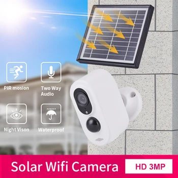 3MP Solar Camera WIFI în aer liber Strada de Camera de Securitate Wireless 3.3 W Panou Solar Baterie Glonț Mini Camera de Mișcare PIR