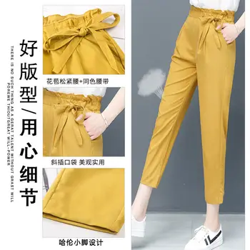 Vara Subțire Externe Stil Flower Bud Talie Pantaloni Femei Coreene Liber Și Picioarele Subțiri Nouă Punct Casual Pantaloni Femei Pantaloni P3 188