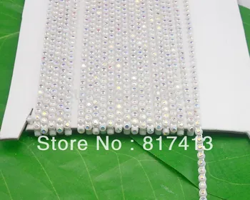 SS6 B grad de alb AB cristal de sticla de 2mm Strasuri alb pahar de plastic banding meserii haine aplicatiile nunta stabilirea lanțului 10yd