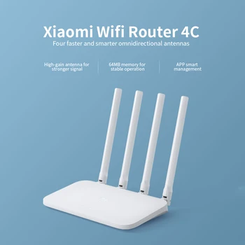 Xiaomi Mi wi-fi Router, 4C 64MB 300Mbps, 2.4 G 4 Antene Inteligente APP de Control de Mare Viteză Wireless Router WiFi Repetor pentru Biroul de Acasă