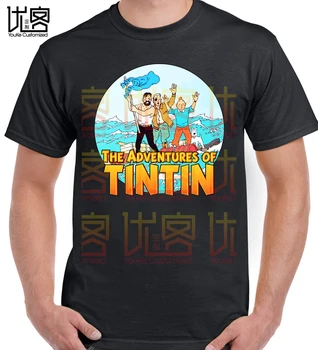 Marea roșie rechin Aventurile Lui Tintin Tricou Haine Populare Tricou Crewneck din Bumbac Tricouri