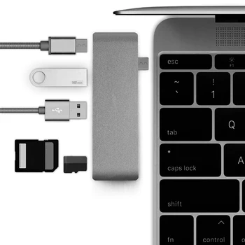 5 în 1 Multiport USB C Hub Tip C Adaptor cu USB 3.0, Datele de card Microsd/SD Card Reader pentru 13/15 inch MacBook Pro Air