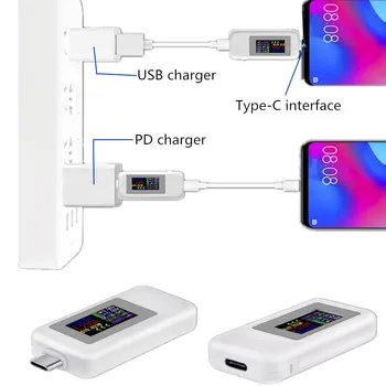 Afișaj Color de Tip USB-C Tester 0-5A Curent 4-30V Tensiune Digital Conector Power Bank Incarcator Priza Plug Tester 40% Off