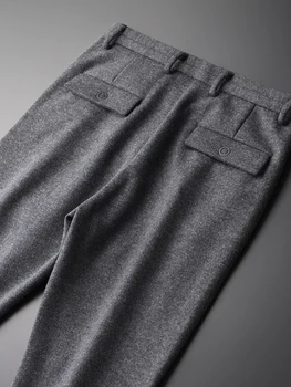 Minglu Lână pentru Bărbați Pantaloni din Lână de Lux Slim Fit de Afaceri, de Agrement Om Pantaloni Plus Dimensiune 3XL 4XL Moda Îngroșa Pantaloni Skinny pentru Bărbați