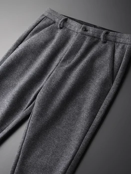 Minglu Lână pentru Bărbați Pantaloni din Lână de Lux Slim Fit de Afaceri, de Agrement Om Pantaloni Plus Dimensiune 3XL 4XL Moda Îngroșa Pantaloni Skinny pentru Bărbați