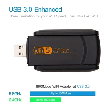 USB 3.0 Adaptor WiFi 1900Mbps Dual Band 2.4 G/ 5G Wireless Mini Wireless placa de Retea WiFi Dongle Pentru Laptop/Desktop/PC