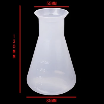RIDICA-Plastic Transparent chimice de laborator flacoane Erlenmeyer Recipient Sticla - 250 ml