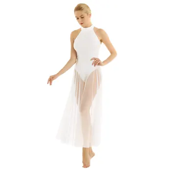 Femeile Adulte Rochie de Balet Contemporan Liric Rochie de Balet Tricouri pentru Femei guler Modern Fustei de Balet cu Ochiuri Fusta