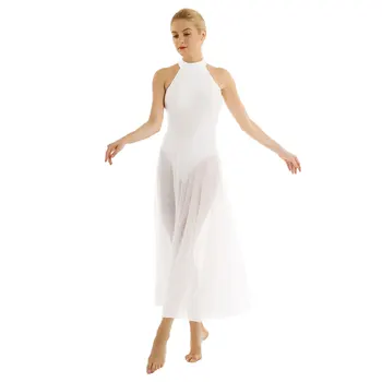 Femeile Adulte Rochie de Balet Contemporan Liric Rochie de Balet Tricouri pentru Femei guler Modern Fustei de Balet cu Ochiuri Fusta