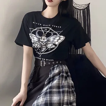 Rosetic Rău Întuneric Print T-Shirt Femei Topuri De Vara Gotic Streetwear Tricou Negru Cu Maneci Scurte Stil Preppy Goth Tricouri 2020