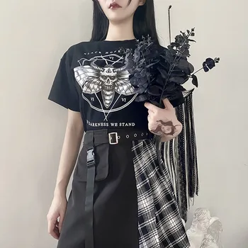 Rosetic Rău Întuneric Print T-Shirt Femei Topuri De Vara Gotic Streetwear Tricou Negru Cu Maneci Scurte Stil Preppy Goth Tricouri 2020