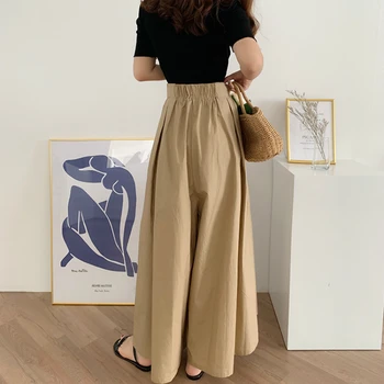 2020 Femei de Vara din Bumbac Elastic Talie Pantaloni Lungi Pantaloni-fusta a-line Midi Plisata Jupes
