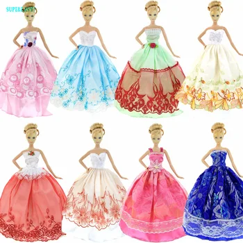 Aleatoare 5 Buc Rochii lucrate Manual Petrecere de Nunta Rochie de Prințesă Stil Mixt Costum de Haine Pentru Barbie FR Kurhn Papusa Accesorii