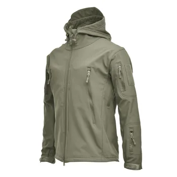 Tactic soft shell jacheta barbati Camuflaj fleece Căptușit cu glugă haina termică Drumeții jacheta impermeabil, windproof alpinism canadiană