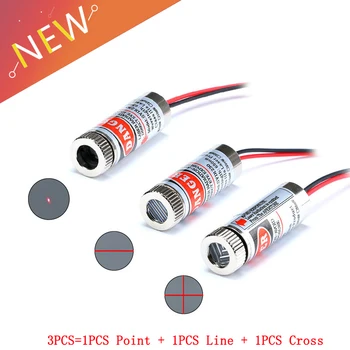 3Pcs/lot=Red Point + Line+ Cruce cu Laser Modulul Cap Lentile de Sticlă Focusable Industriale Clasa 650nm 5mW