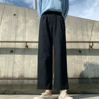 Pantaloni Casual Femei Solide de Office Lady Glezna-lungime Vrac Primavara-Vara All-meci Buton Simplu de Înaltă Calitate Stil coreean Ulzzang